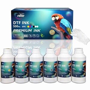 Enlite DTF Ink 500ML Combo Pack, Premium Pigment Ink for PET Film Heat Transf...